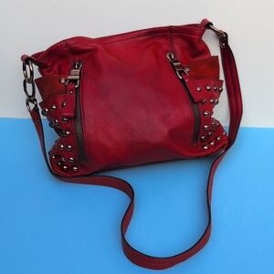 B. Makovsky genuine leather red soft studded bag